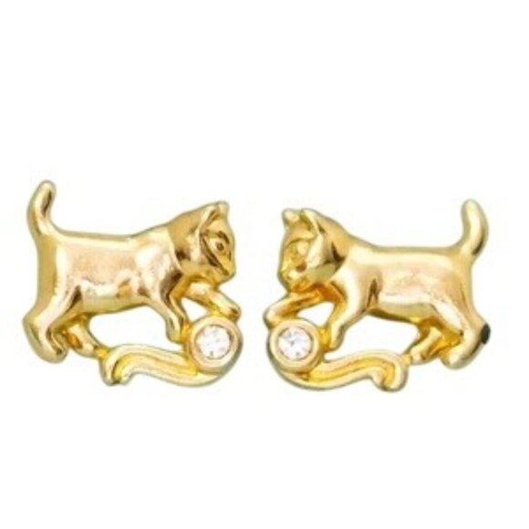 Vintage AVON Goldtone Kitten "Perfect Love" Pierced Earrings - Picture 4 of 4
